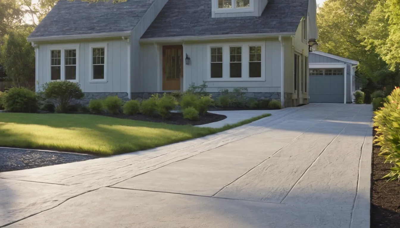 A freshly poured concrete driveway leading to a home in Perth Amboy